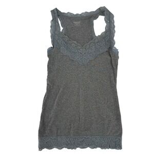 Mossimo Supply Co 90's Heather Gray Lace Trim Racerback Tank Top Womens Medium